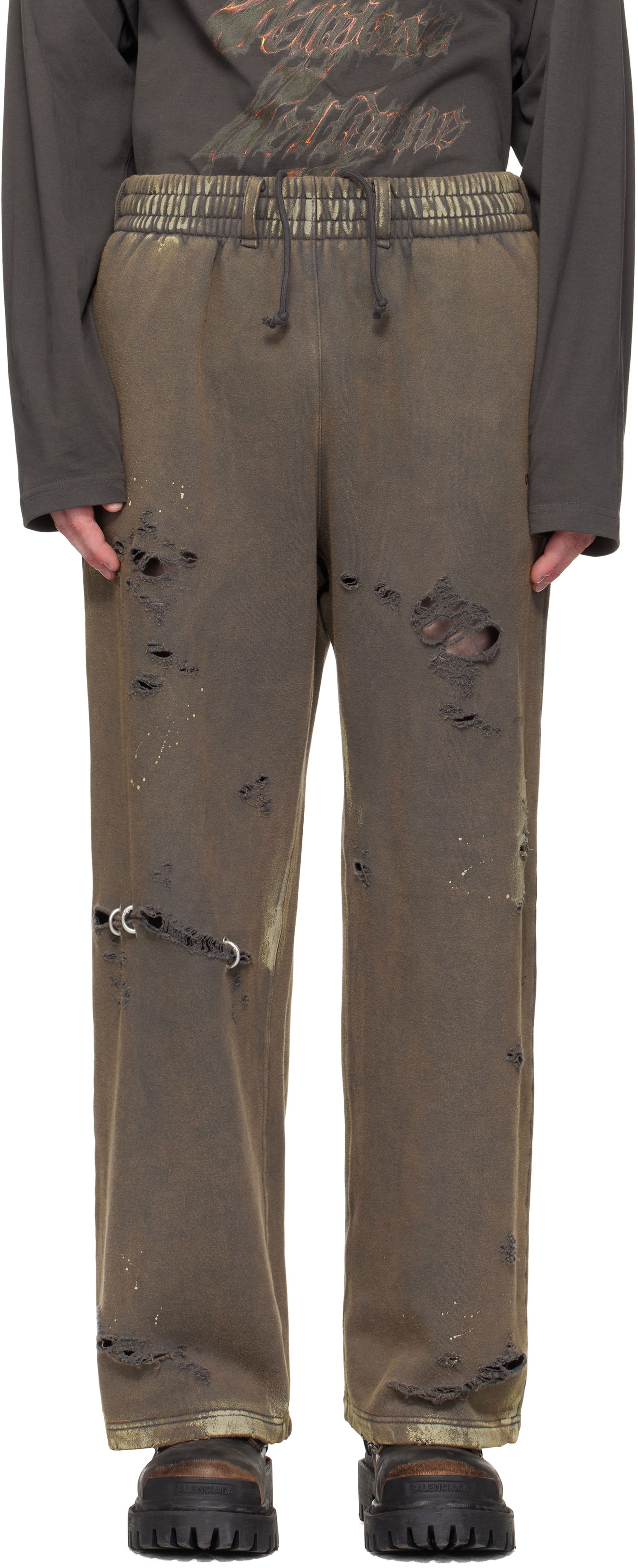 Спортни панталони We11done We11done Pierced Sweatpants Кафяво | WD-TA0-25-735-U-CH, 0