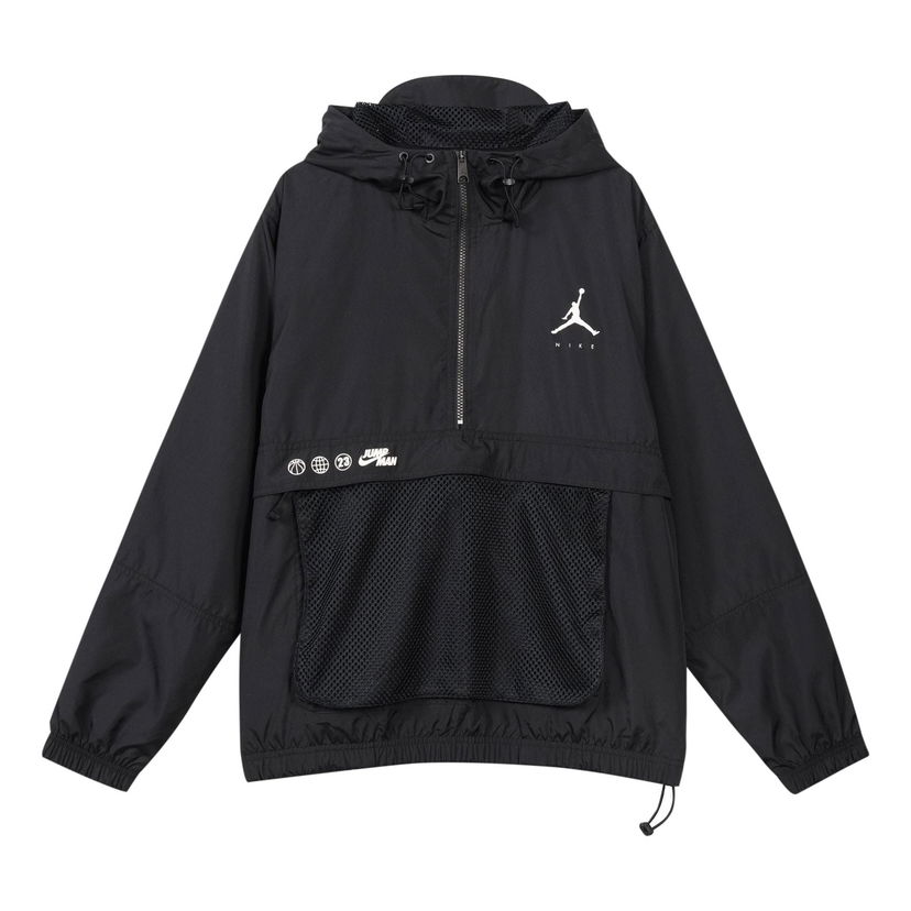 Ветровка Jordan Jordan Logo Printing Loose Hooded Half Zipper Jacket Черно | DJ0247-010