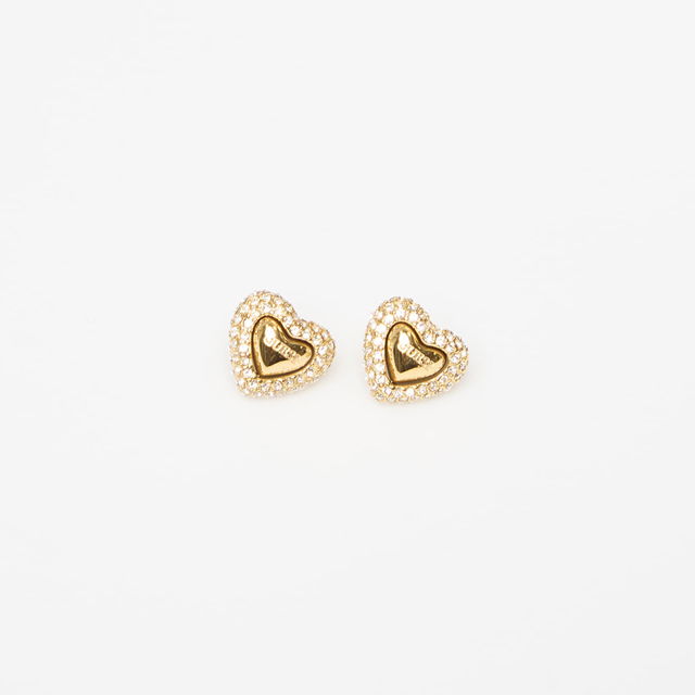 Beloved Heart Stud Earrings with Stones