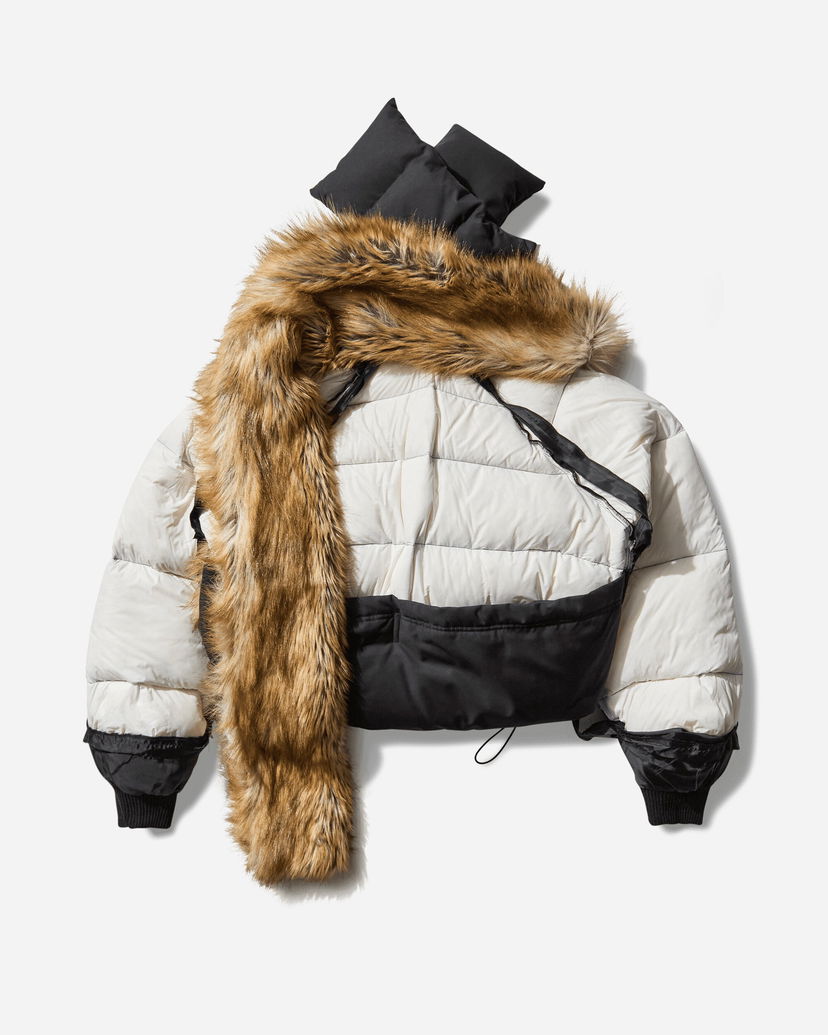 Пухо яке Ottolinger Deconstructed Puffer Jacket with Faux Fur Stole Бяло | 10970340901 5