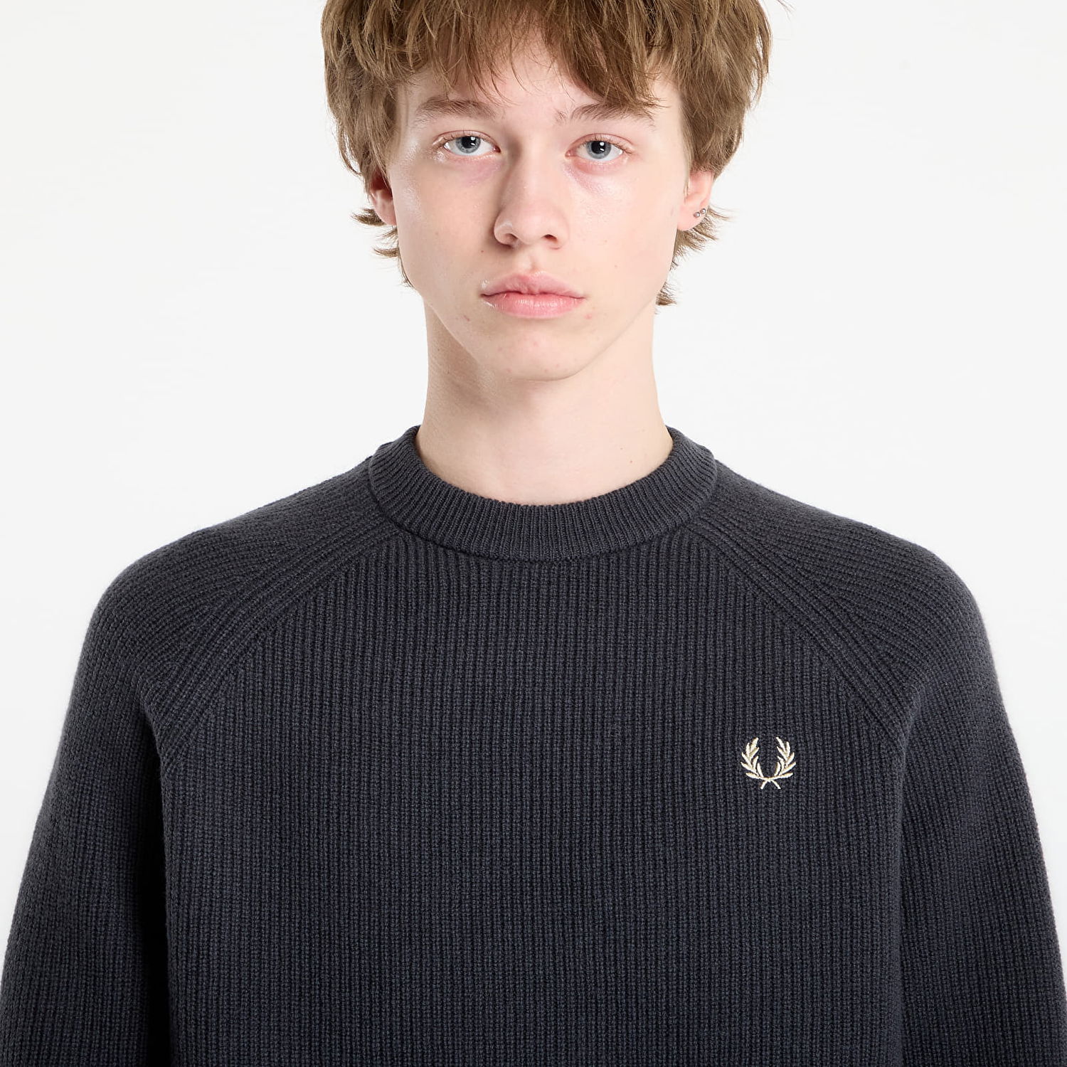 Пуловер Fred Perry Ribbed Knit Lambswool Raglan Jumper Сиво | K1548 297, 1