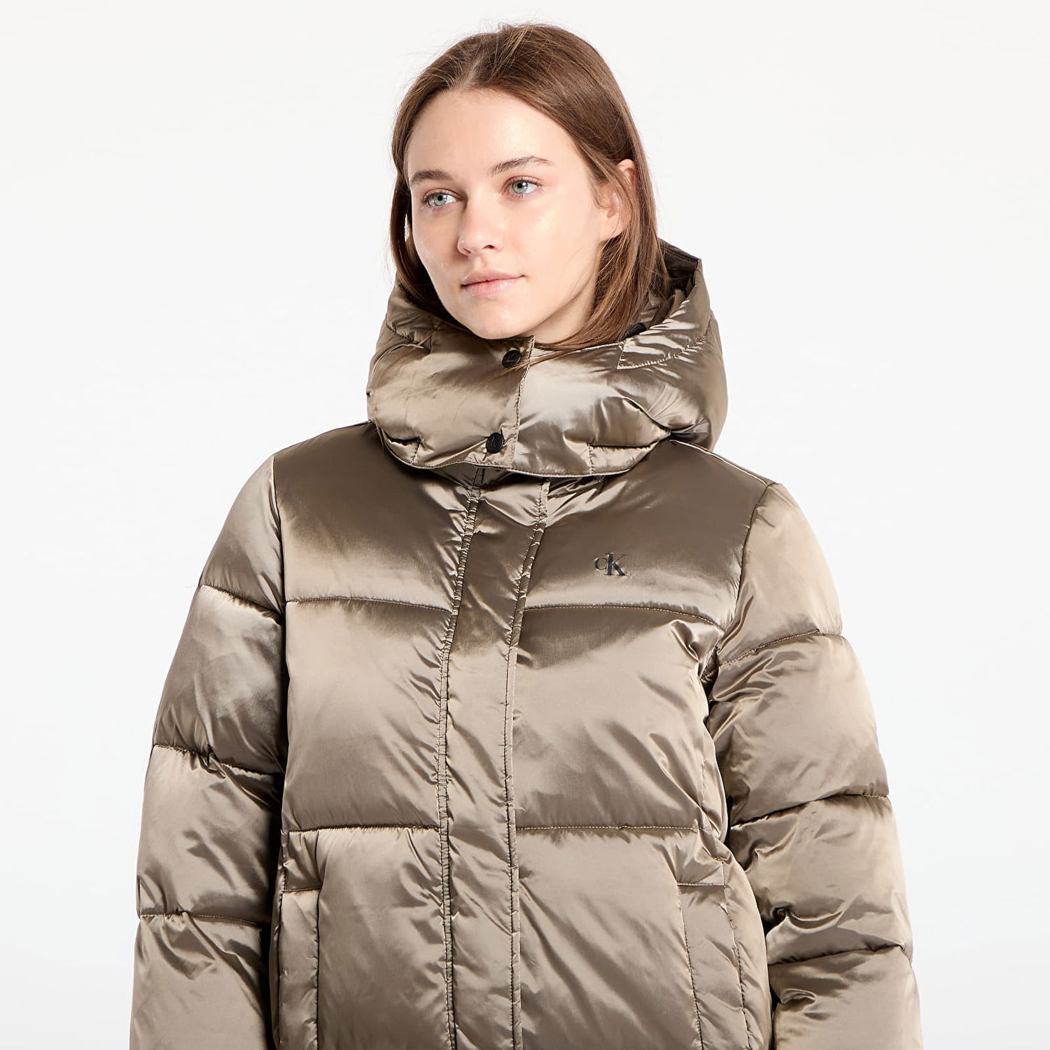 Пухо яке CALVIN KLEIN Shiny Satin Puffer Coat Brindle Бежово | J20J224617 PAV, 1