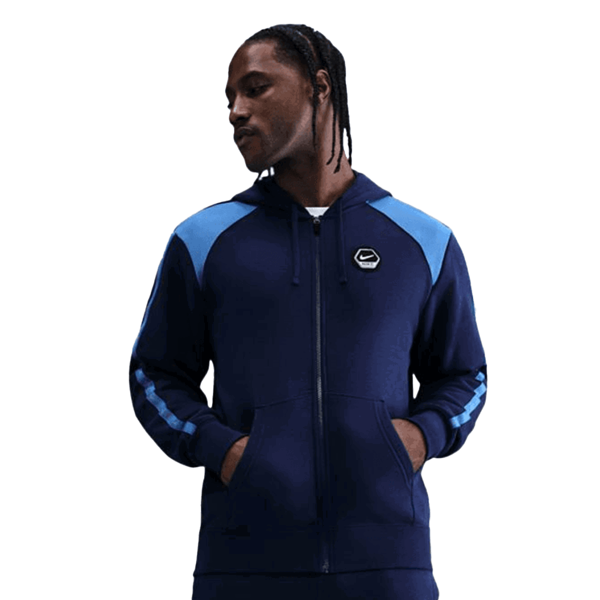 Суитчър Nike Sportswear Collection Fleece Full-Zip Hoodie with Contrast Panels Тъмно синьо | IH4285-492, 0