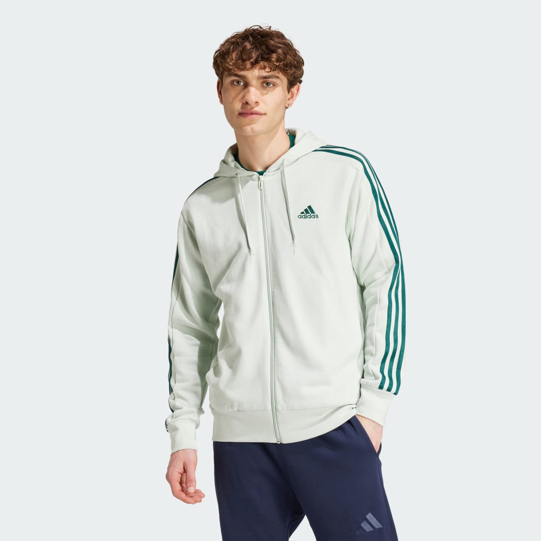 Суитчър adidas Performance Essentials French Terry 3-Stripes Full-Zip Бяло | IX0174, 1