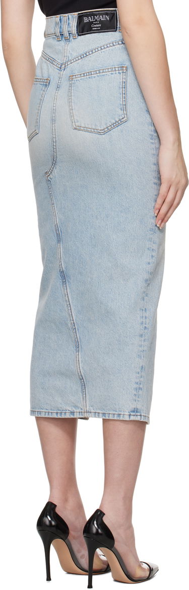 Пола Balmain Balmain Denim Midi Skirt with Slit Синьо | EF1LD460DF23, 2