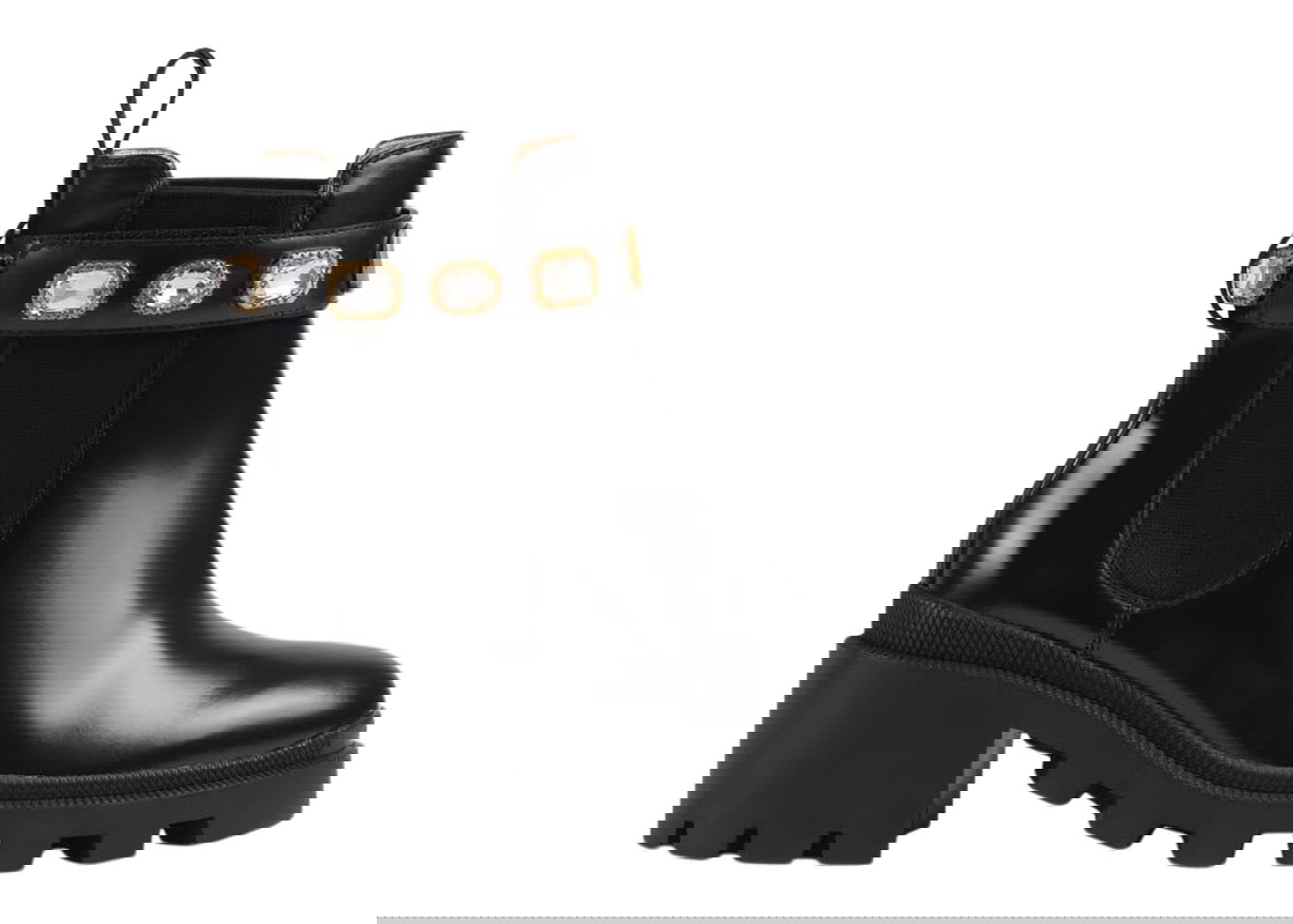 Кецове и обувки Gucci Crystal Belt 60mm Ankle Boot 'Black Leather' Черно | 550036 DKS00 1000, 0