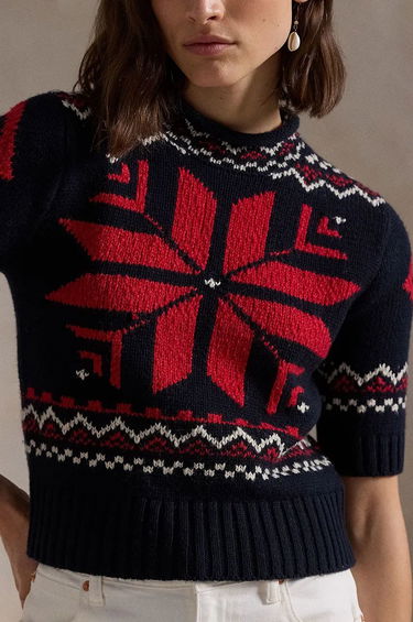 Пуловер Polo by Ralph Lauren Wool Blend Mockneck Fair Isle Sweater Тъмно синьо | 211947919, 3