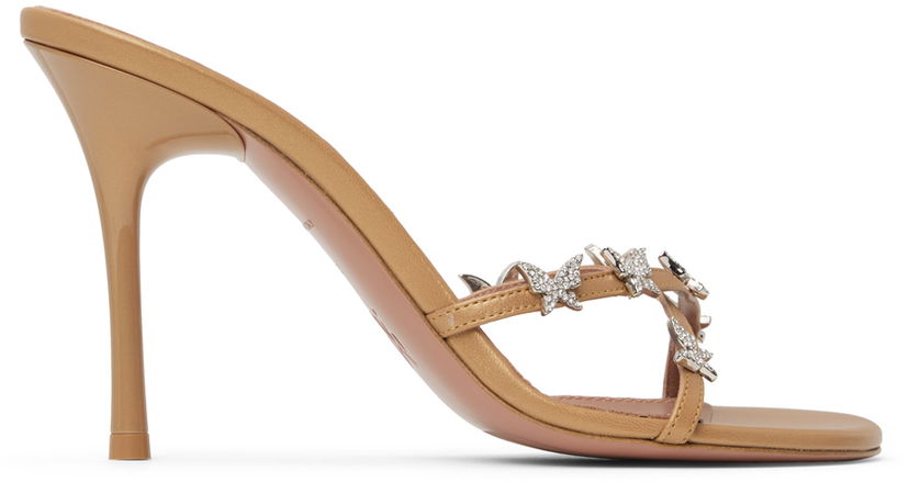 Аксесоари Amina Muaddi Amina Muaddi Debora Heeled Sandals Бежово | DEBORA SLIPPER ROUNDED NAP