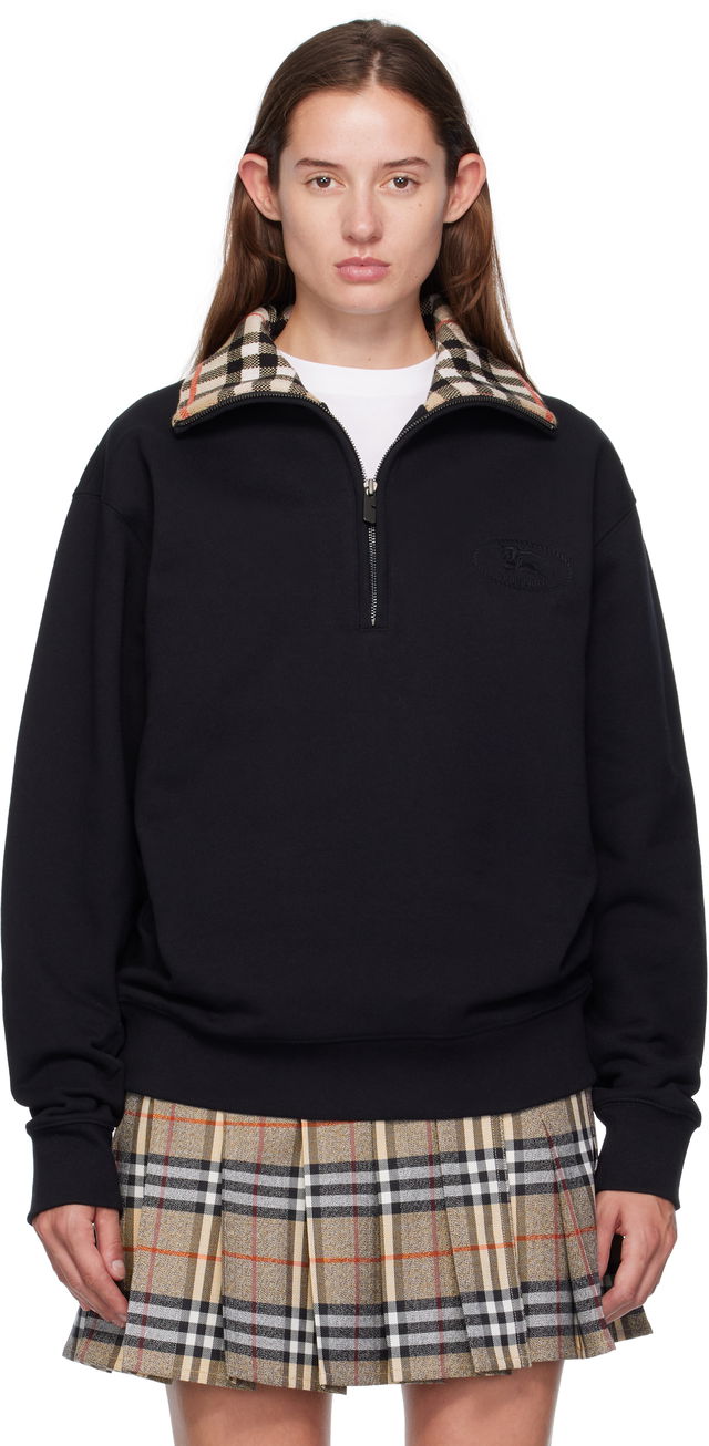 Burberry Check Collar Quarter-Zip Sweatshirt