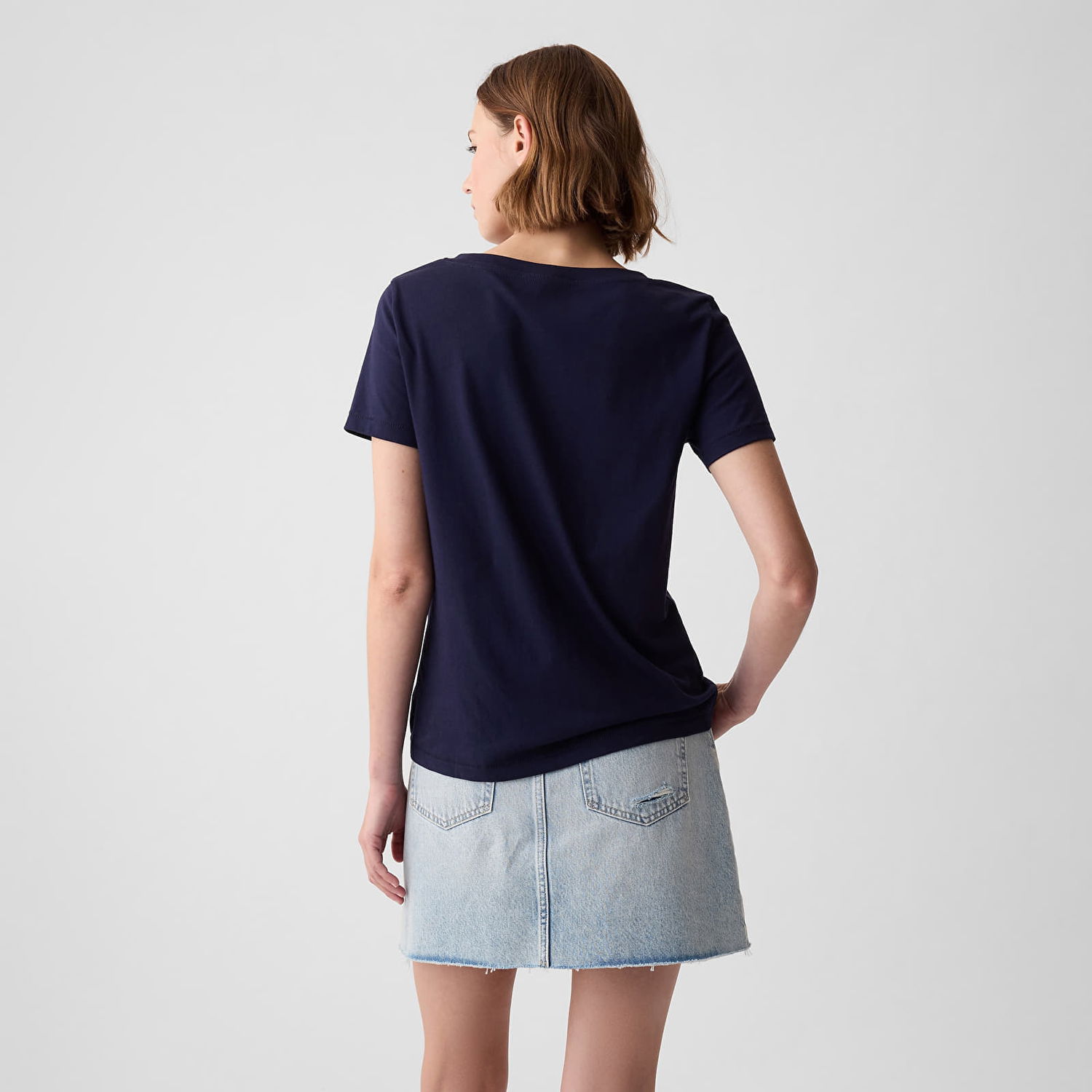 Тениска GAP Basic V-Neck Tee Navy Uniform Тъмно синьо | 740140-06, 1