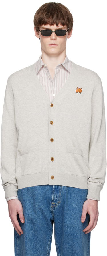 Пуловер MAISON KITSUNÉ Maison Kitsuné Fox Head Patch Cardigan Сиво | PM00501KT1181, 0