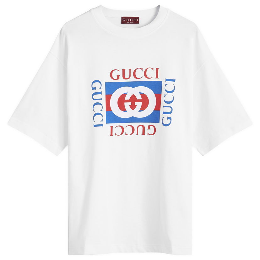 Тениска Gucci Interlocking Box Logo T-Shirt Бяло | 784361-XJGKA-9074