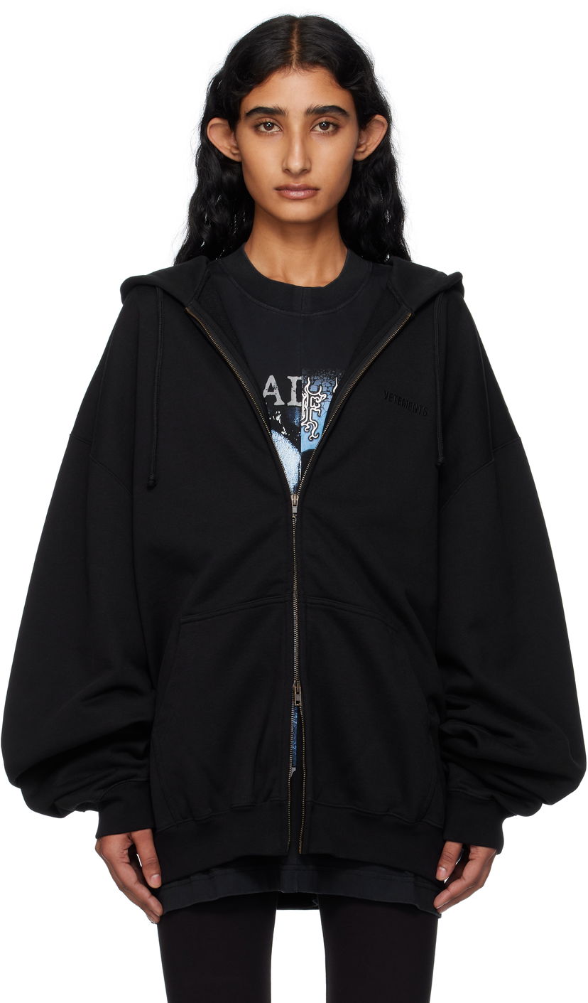 Суитчър VETEMENTS Vetements Oversized Zip-Up Hoodie Черно | UH76ZU100B