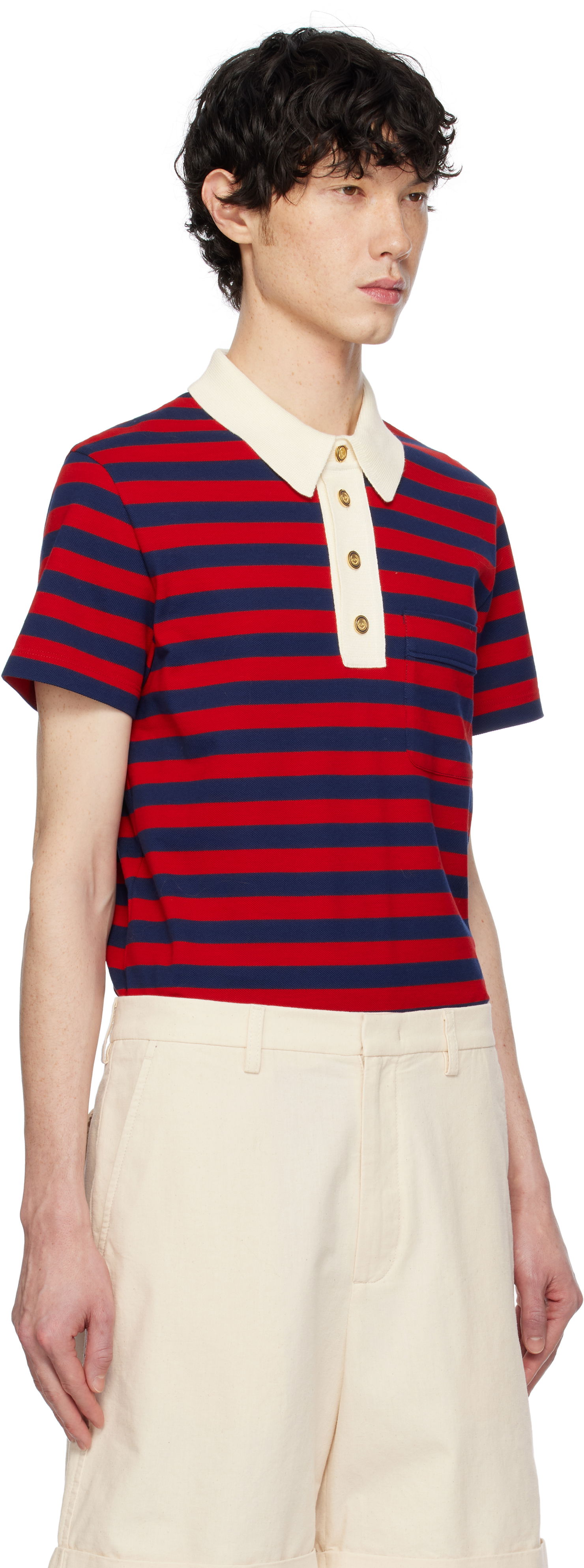 Поло тениска Valentino Valentino Striped Cotton Polo Многоцветен | 6V3MH03SAR9, 1