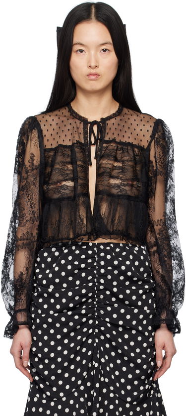 Пуловер Anna Sui Anna Sui Lace Combo Cardigan Черно | 1125M30, 0