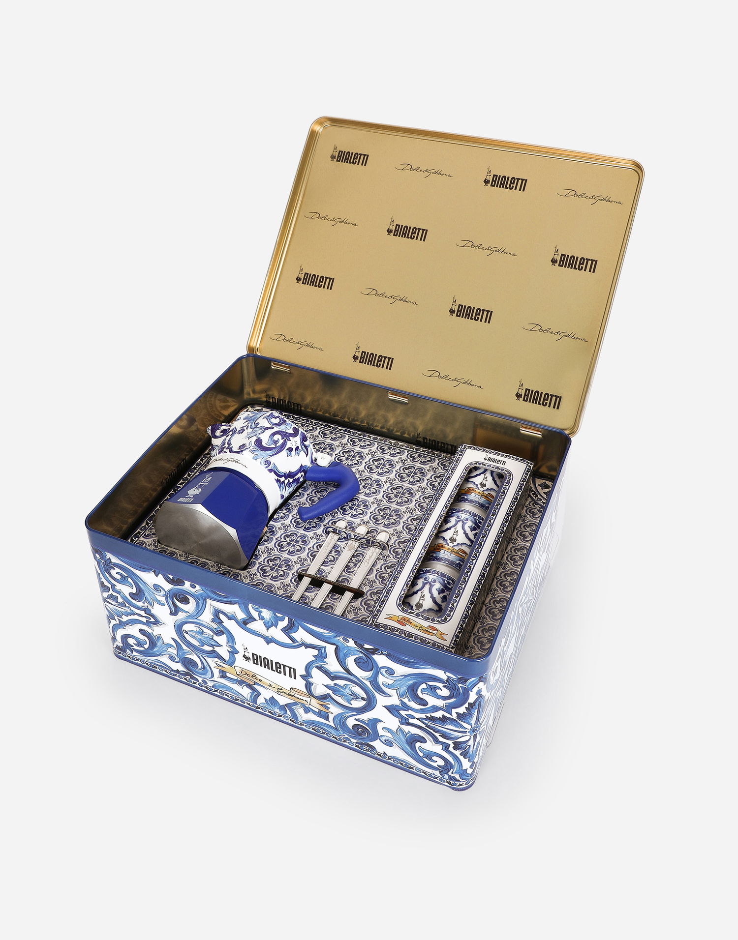 Домашен декор Dolce & Gabbana Moka Box Large + 3 Porcelain Cups & 3 Silver Stir Sticks Многоцветен | TCK017TCAFNUB001, 1