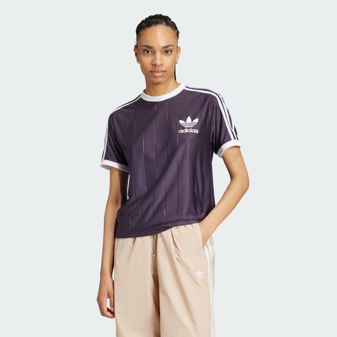 Тениска adidas Performance Adicolor 3-Stripes Pinstripe T-Shirt Лилаво | IZ3201, 0