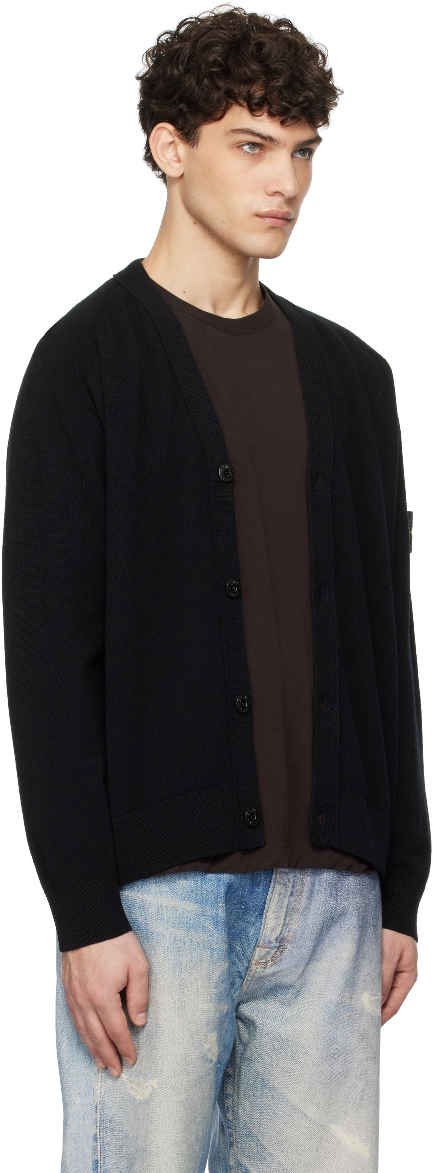 Пуловер Stone Island Stone Island Light Geelong Wool Cardigan Черно | K1S15 5100023 S00B4, 1