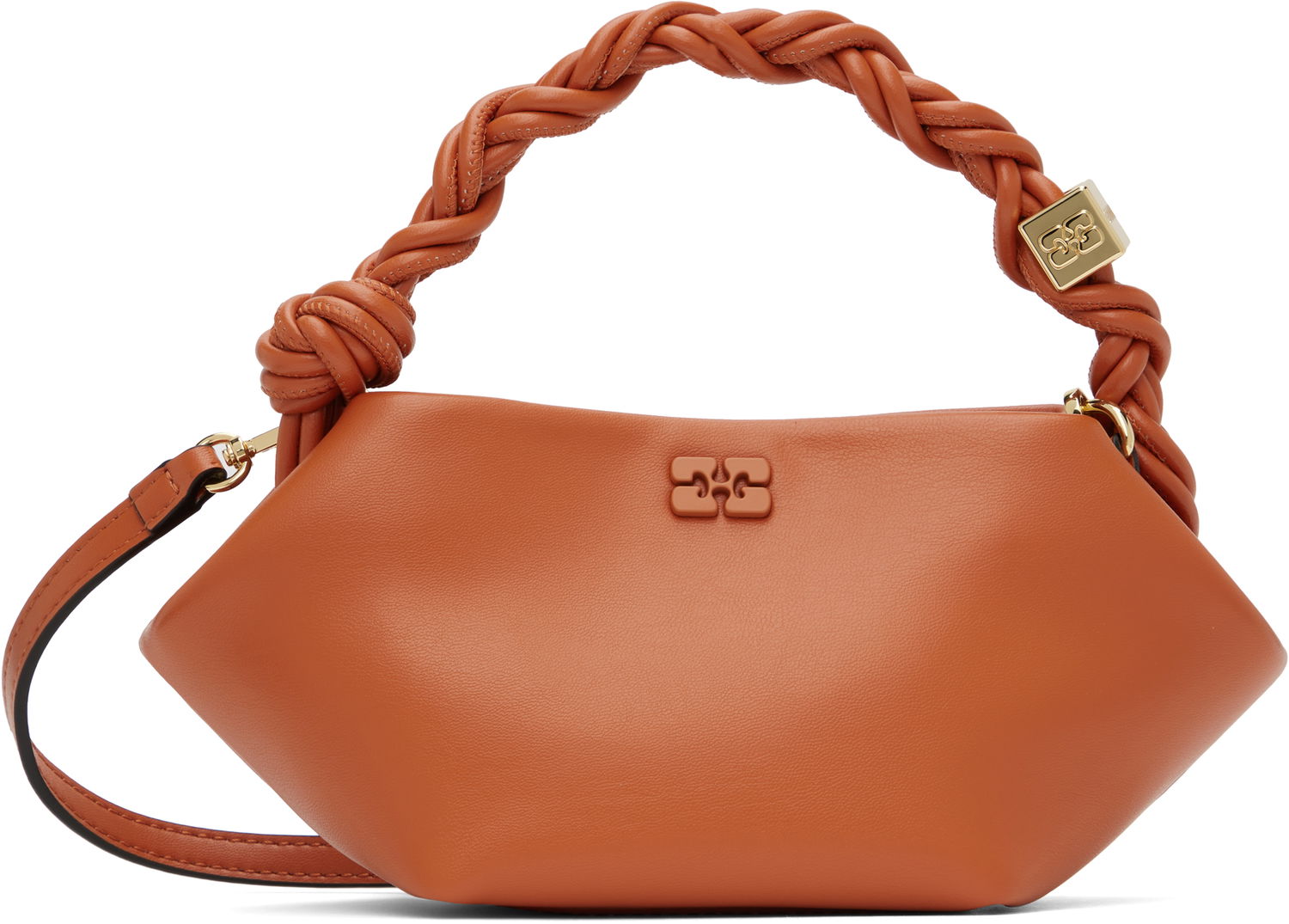 Дамска чанта GANNI Mini Knotted Leather Shoulder Bag Оранжево
 | A6287, 0