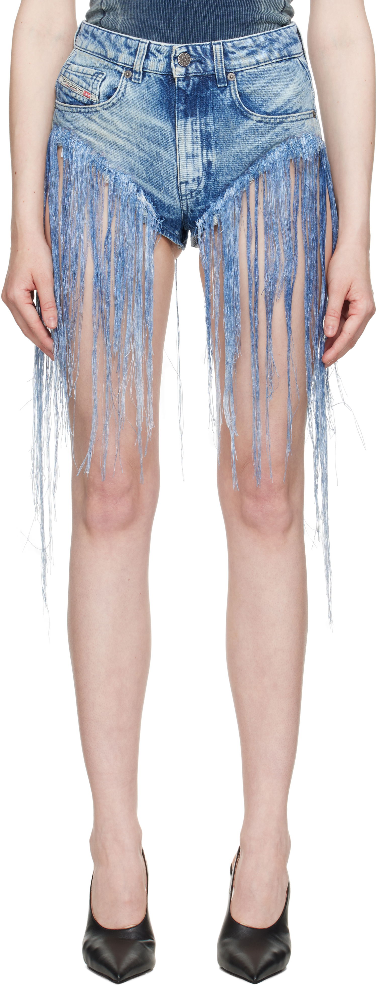 Къси панталони Diesel Diesel De-Jizz-Fsg Fringe Denim Shorts Синьо | A18145 0CMBM, 0