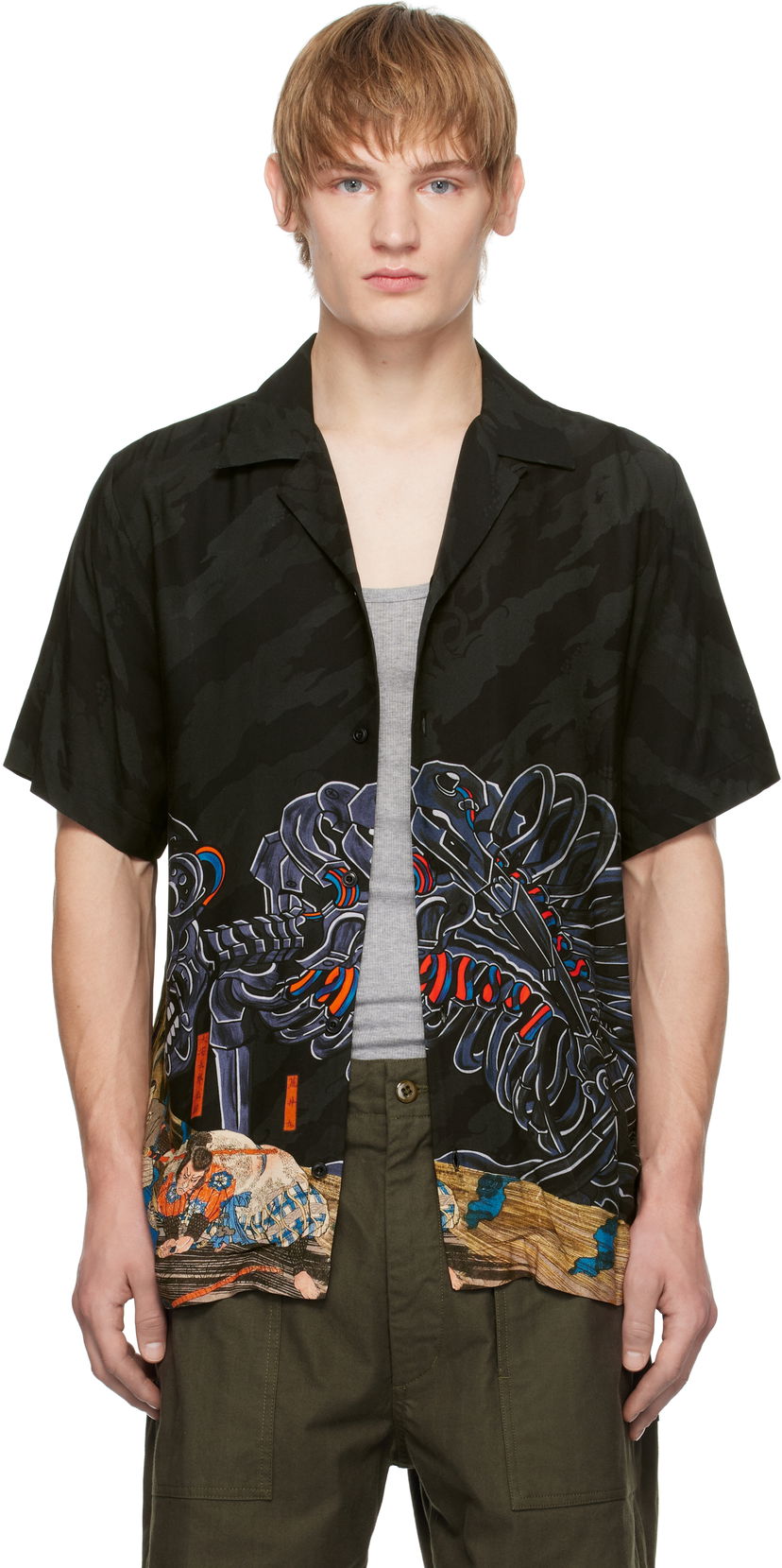 Риза Maharishi Cyber Skeleton Camp Collar Shirt Черно | 1408