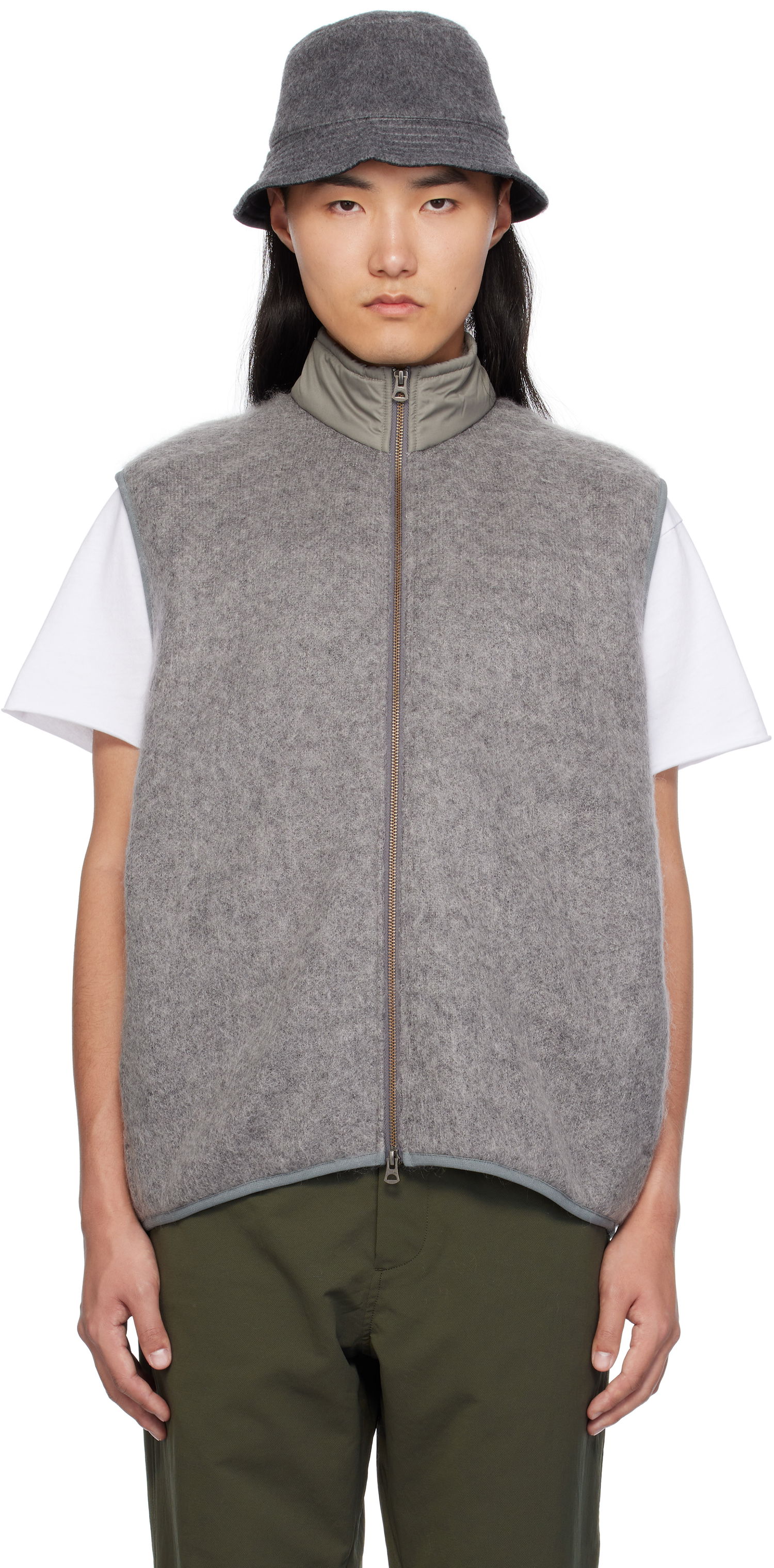 Жилетка NANAMICA Mohair Zip-Up Vest Сиво | S24FN030U, 0