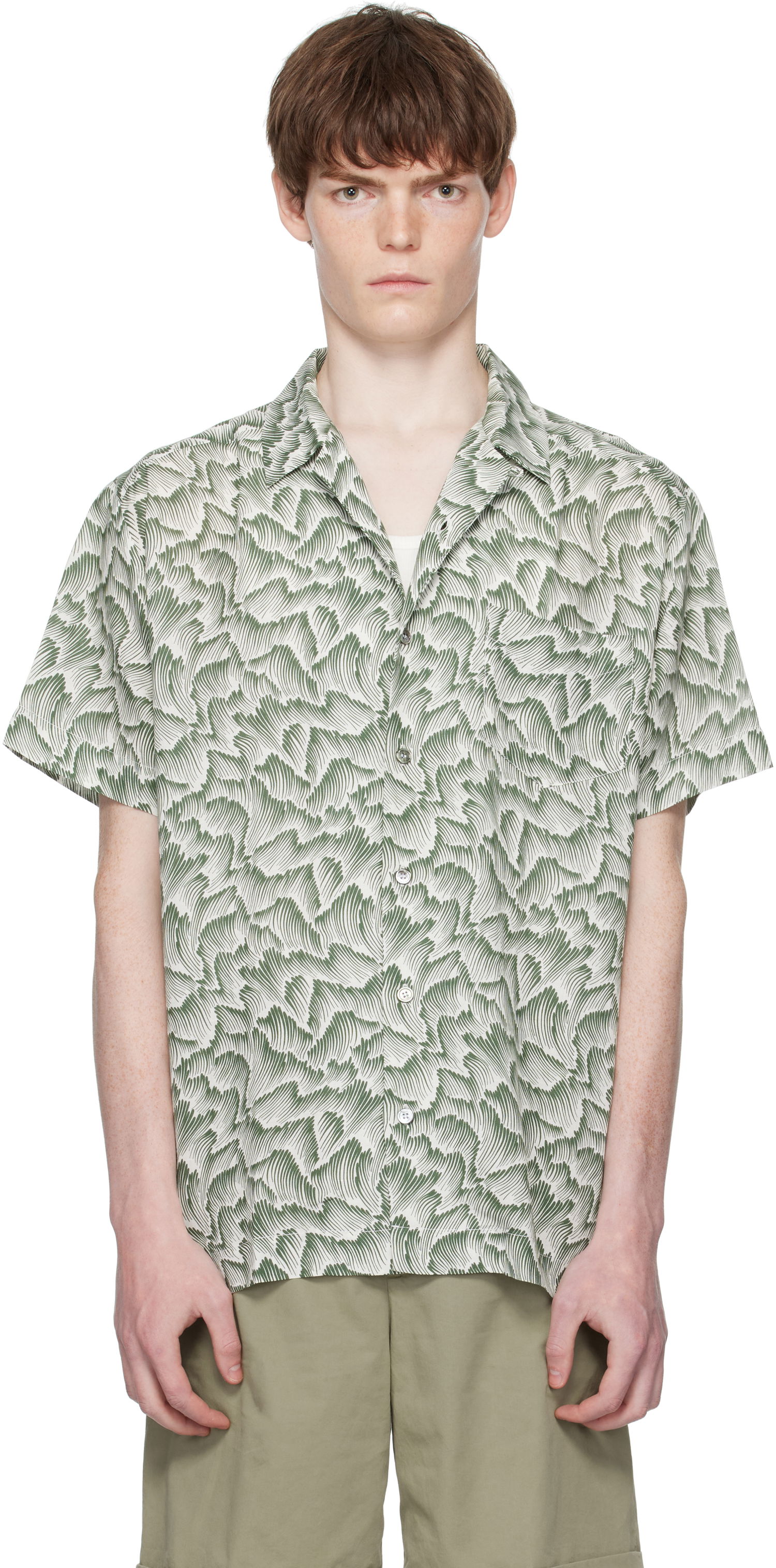Риза A.P.C. A.P.C. Roy Print Camp Collar Shirt Зелено | VIALX-H12608, 0