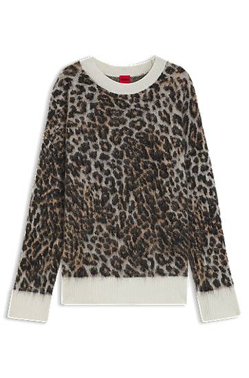 Пуловер BOSS Leopard Jacquard Loose-Fit Knitted Sweater Многоцветен | 50548255