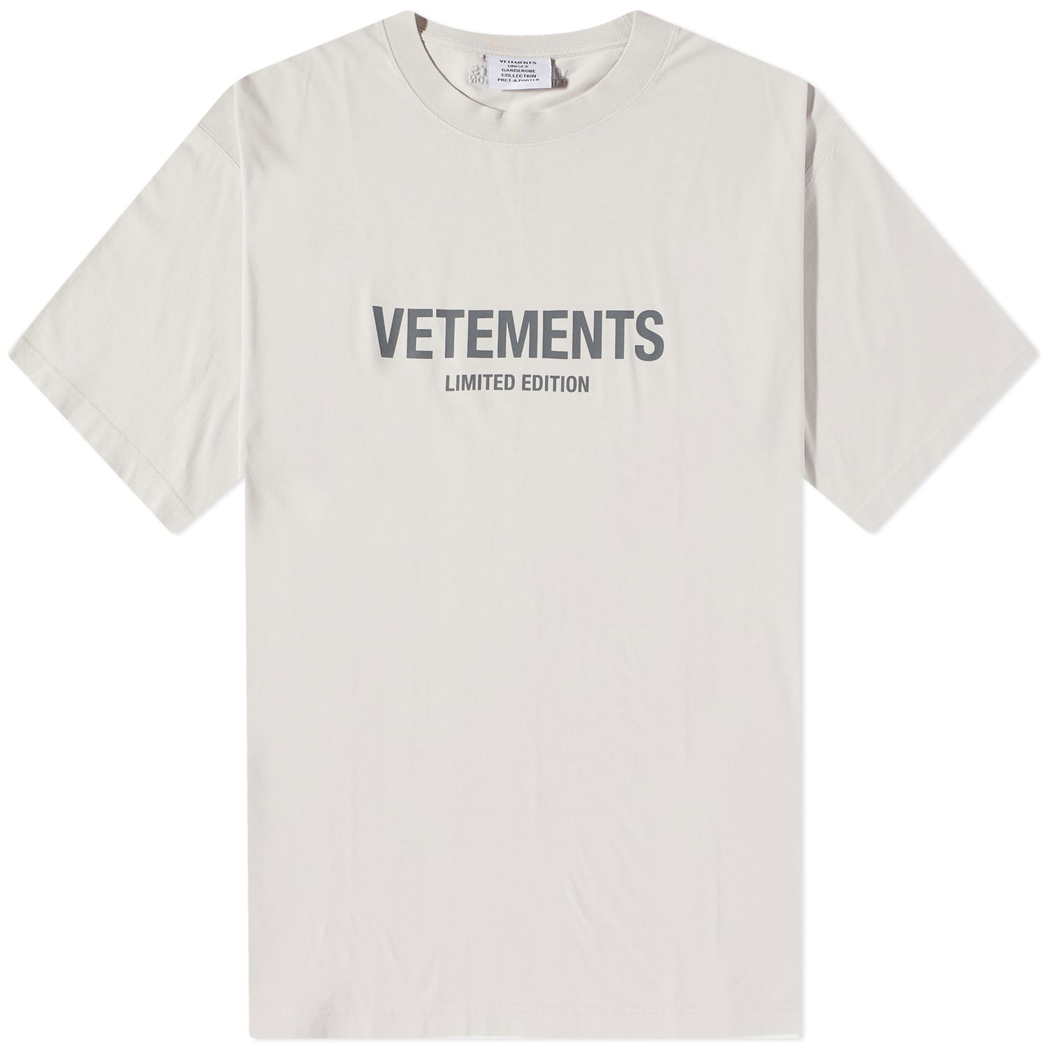 Тениска VETEMENTS Limited Edition Logo Tee Oyster Mushroom Сиво | UE54TR170W, 0
