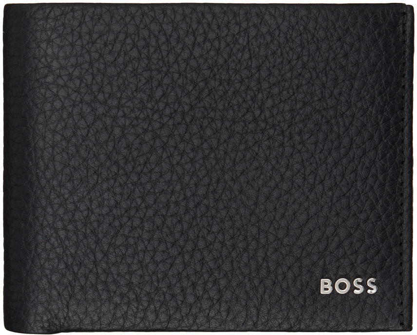 Портфейл BOSS Black Leather Logo Lettering Wallet Черно | 50529512, 0