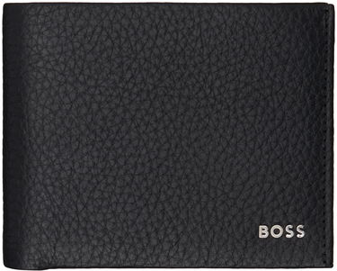 Портфейл BOSS Black Leather Logo Lettering Wallet Черно | 50529512, 0