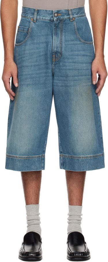 Къси панталони Palm Angels Palm Angels Curved Logo Denim Shorts Синьо | PMYC007S25DEN0014555, 0