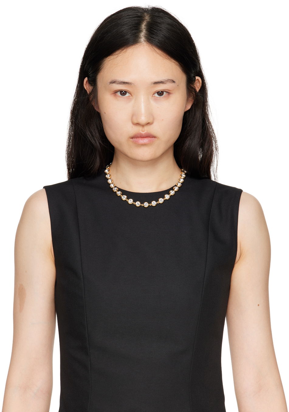 Колие Amina Muaddi Crystal Tennis Necklace Металик | IRIS NECKLACE, 1