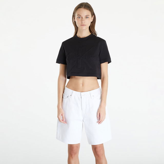 Premium Monologo Cropped T-Shirt Black