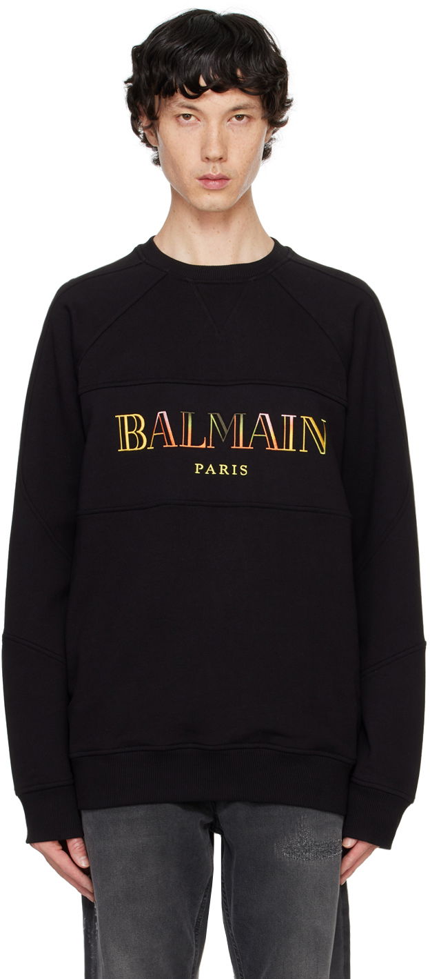 Суитчър Balmain Embroidered Oversized Sweatshirt Черно | DH0JS118BC81