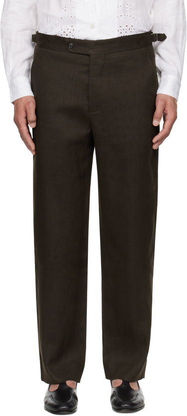 Панталони Bode Bode Lightweight Linen Side-Buckle Trousers Кафяво | MRS25BT072, 0