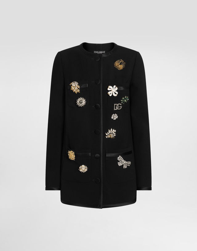 Dolce & Gabbana Single-breasted Double Crêpe Brooch-Embellished Jacket