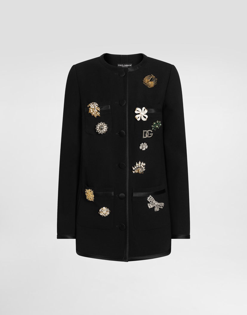 Яке Dolce & Gabbana Dolce & Gabbana Single-breasted Double Crêpe Brooch-Embellished Jacket Многоцветен | F27EEZFU2L8N0000