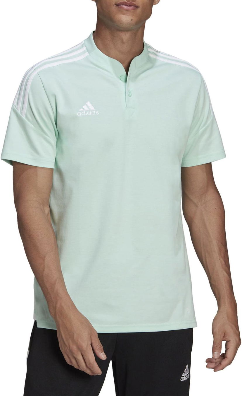 Поло тениска adidas Originals CON22 Three-Stripe Short Sleeve Stand-Up Collar Polo Зелено | hd2324