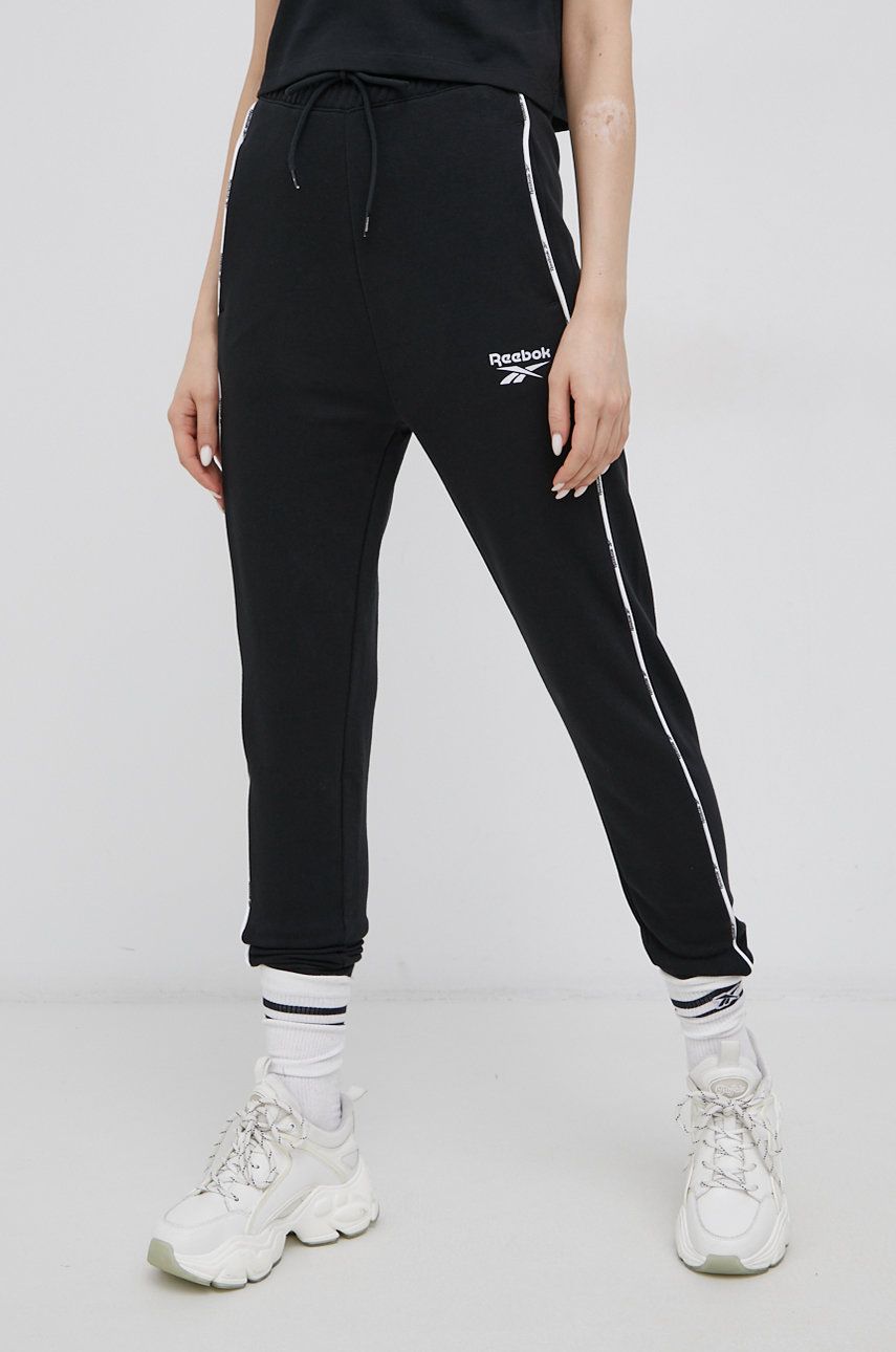 Спортни панталони Reebok Slim-Fit Jogger Sweatpants With Side Tape Черно | HB4030, 0