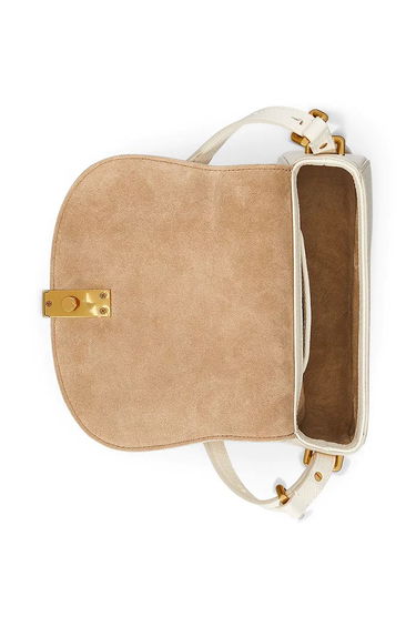 Чанта през рамо Polo by Ralph Lauren White Leather Saddle Bag Бяло | 428932626, 3