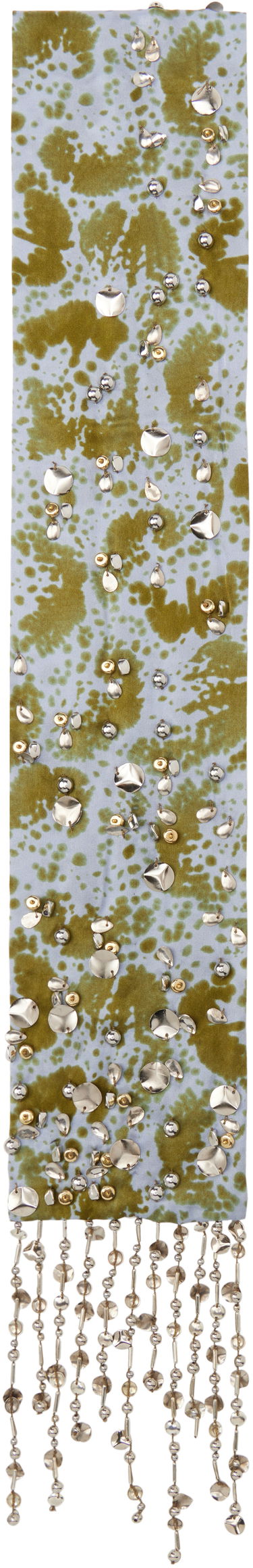 Шал Dries Van Noten Dries Van Noten Embroidered Silk Scarf with Beaded Fringe Синьо | 251-011302-1163, 0