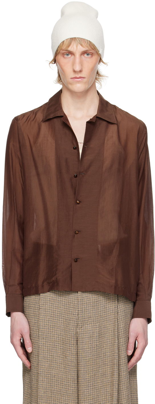 Sheer Button-Up Shirt, 0