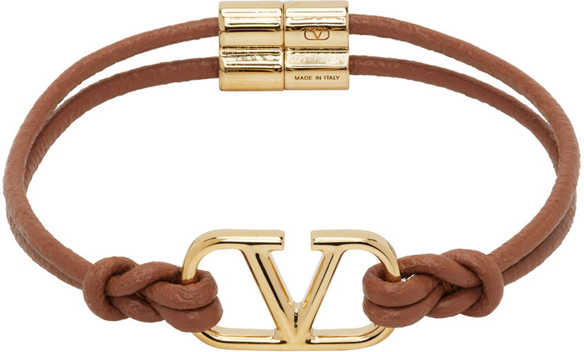 Гривна Valentino Garavani Leather VLogo Signature Bracelet Кафяво | 4Y2J0R52RMP