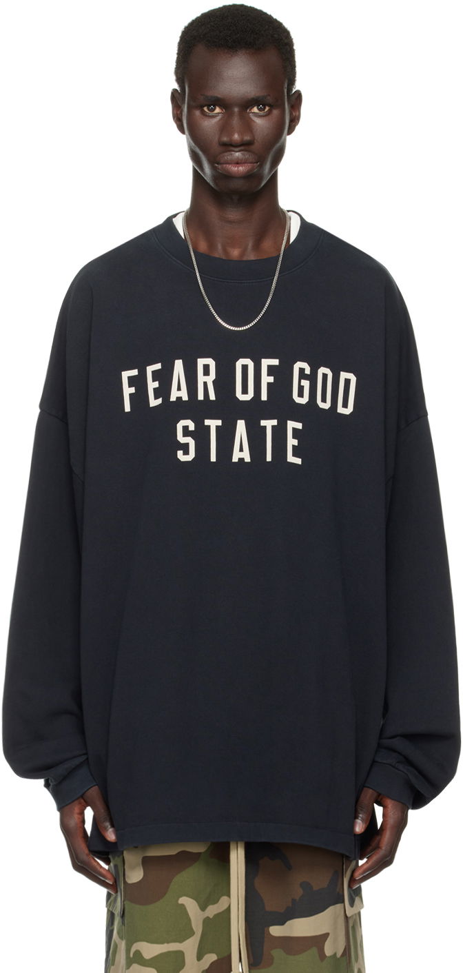 Пуловер Fear of God Long Sleeve Crewneck T-Shirt Черно | 125BT242010F