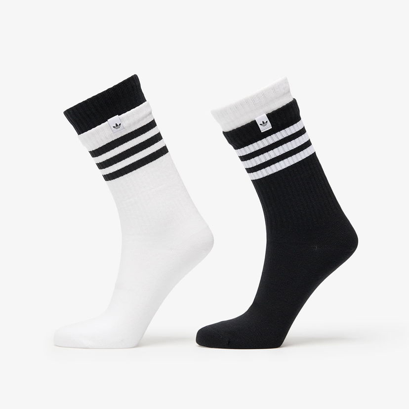 Чорапи adidas Originals 3 Stripes 2 Layer Crew Socks 2-Pack Black/ White Металик | JC8874