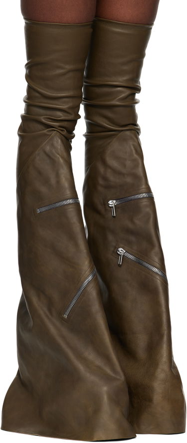 Чорапи Rick Owens Rick Owens Porterville Cargowedge Leather Boots Зелено | RR02D6849 LSLOO, 3