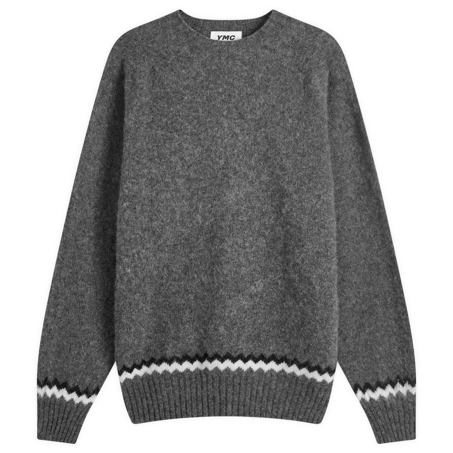 Пуловер YMC Suedehead Zig Zag Knit Jumper Сиво | P8XMD-01, 0