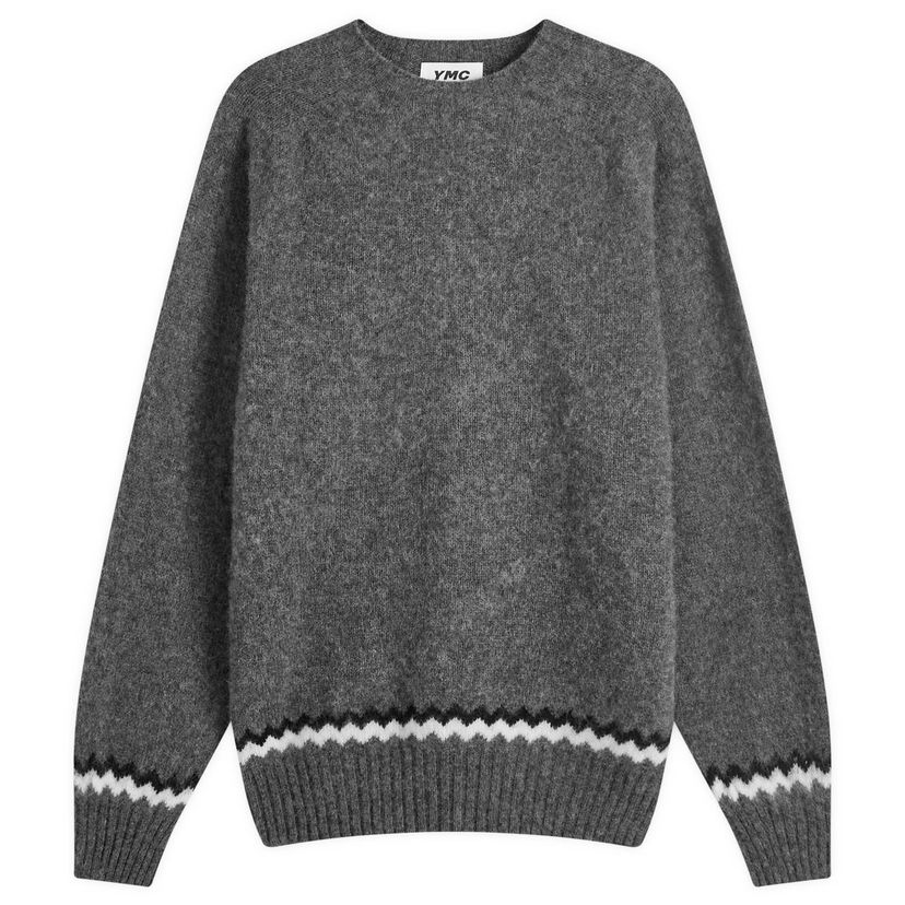 Пуловер YMC Suedehead Zig Zag Knit Jumper Сиво | P8XMD-01