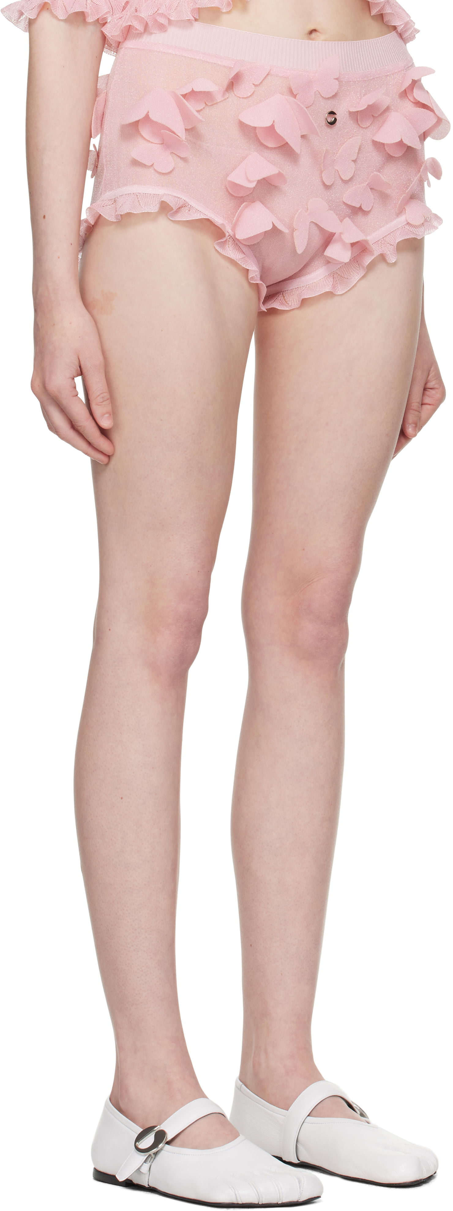 гащички Coperni Coperni Knitted Butterfly Appliqué Shorts Розово | COPML138Y3015, 1